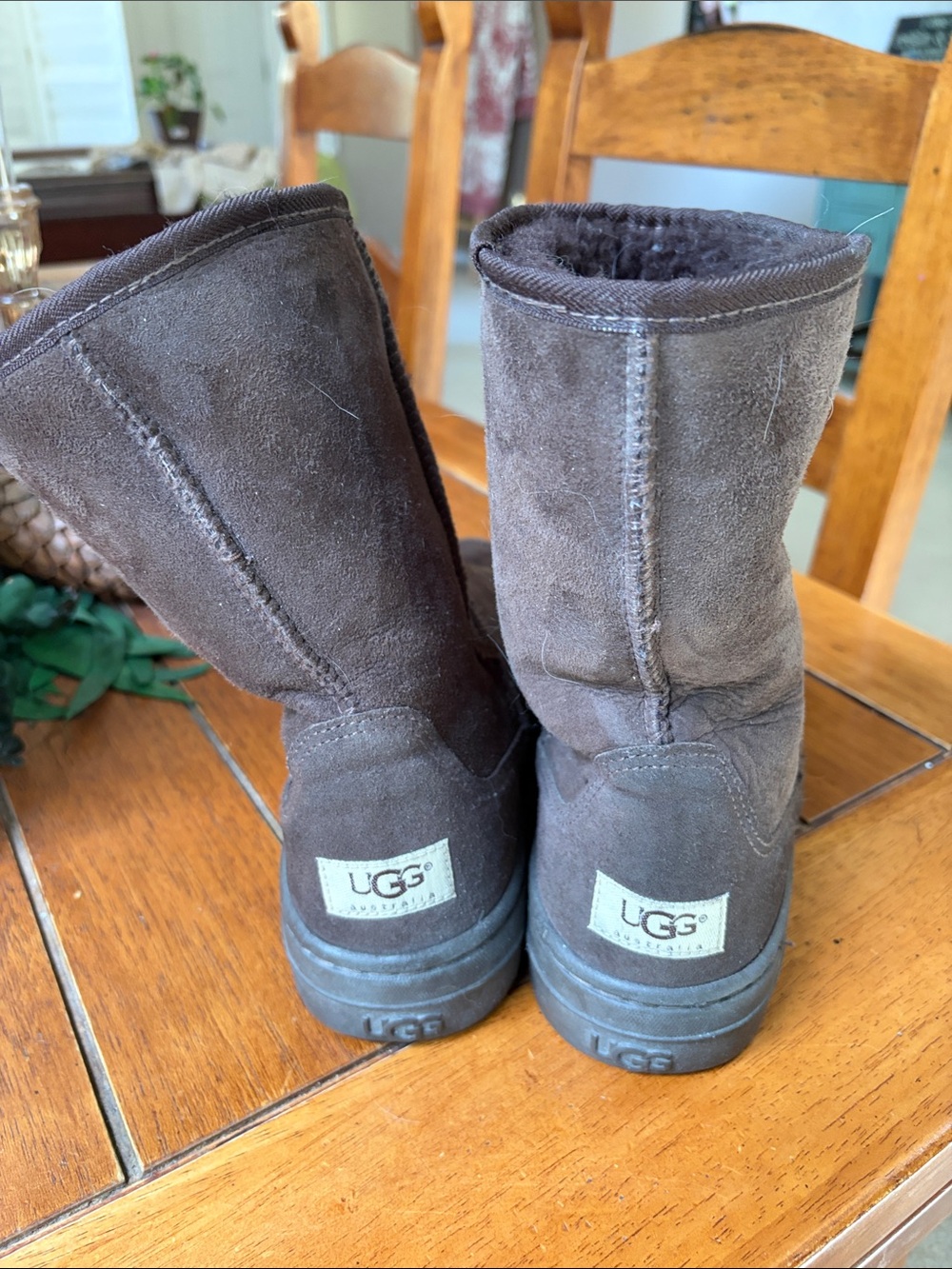 UGG Brown Suede Short Shearling-Lined Booties - Picture 2 of 6